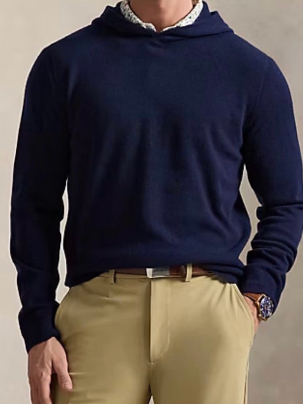 RLX Washable Cashmere Hooded Sweater | color: Refined Navy | size: L